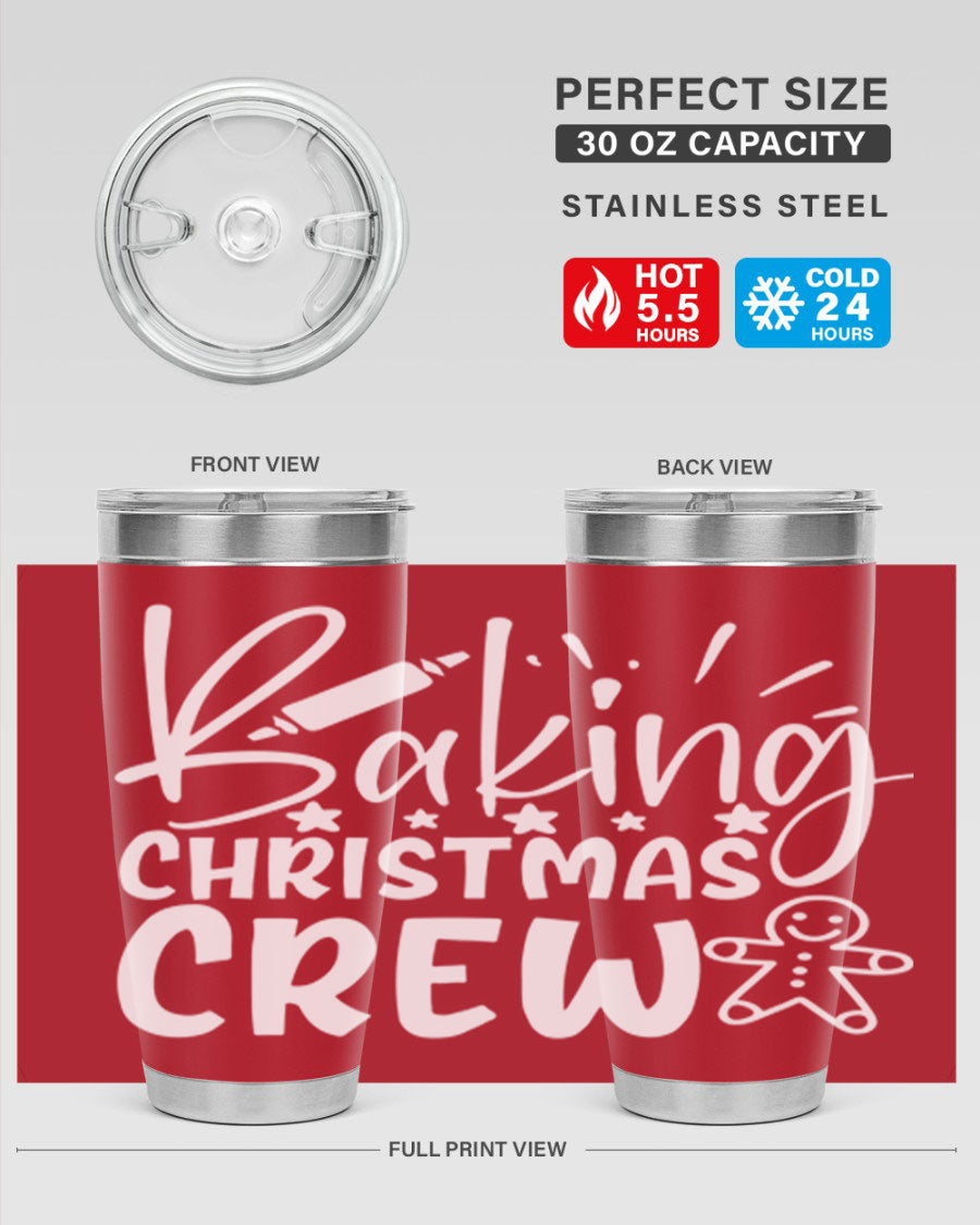 Baking Christmas Crew 56# Tumbler, 20oz, double wall vacuum stainless steel with festive design, perfect for holiday beverages.