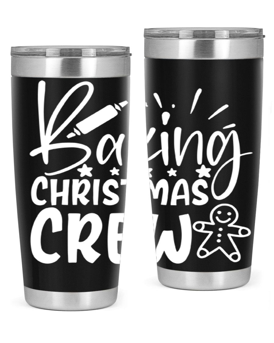 Baking Christmas Crew 56# Tumbler, 20oz, double wall vacuum stainless steel with festive design, perfect for holiday beverages.