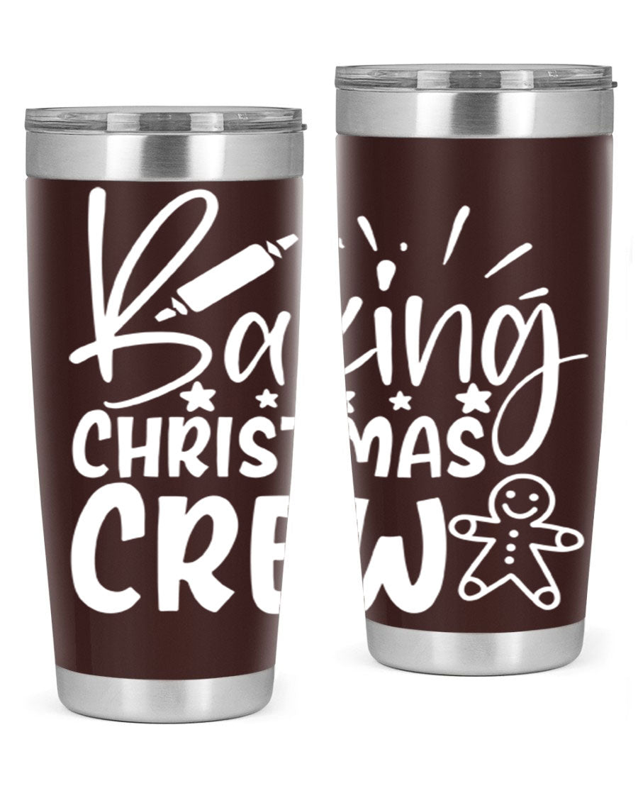 Baking Christmas Crew 56# Tumbler, 20oz, double wall vacuum stainless steel with festive design, perfect for holiday beverages.