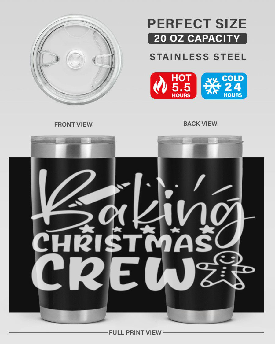 Baking Christmas Crew 56# Tumbler, 20oz, double wall vacuum stainless steel with festive design, perfect for holiday beverages.