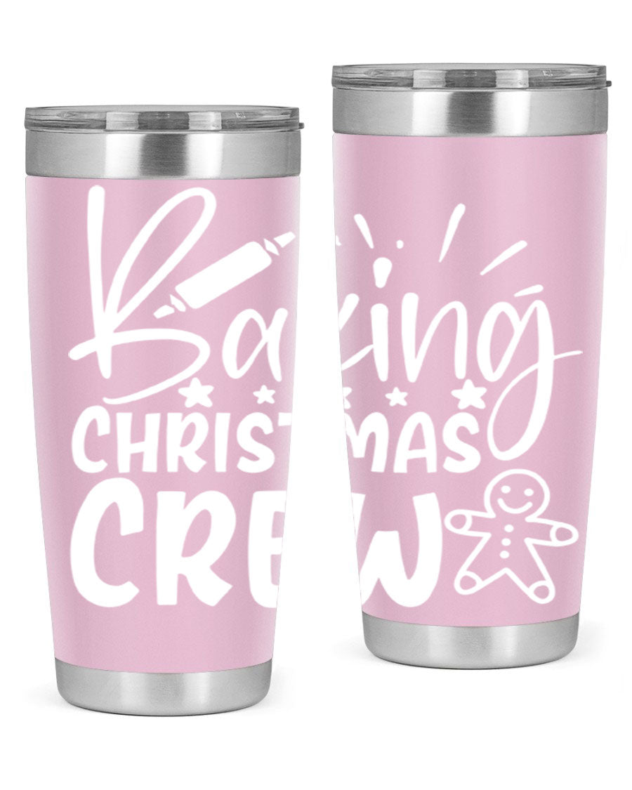 Baking Christmas Crew 56# Tumbler, 20oz, double wall vacuum stainless steel with festive design, perfect for holiday beverages.