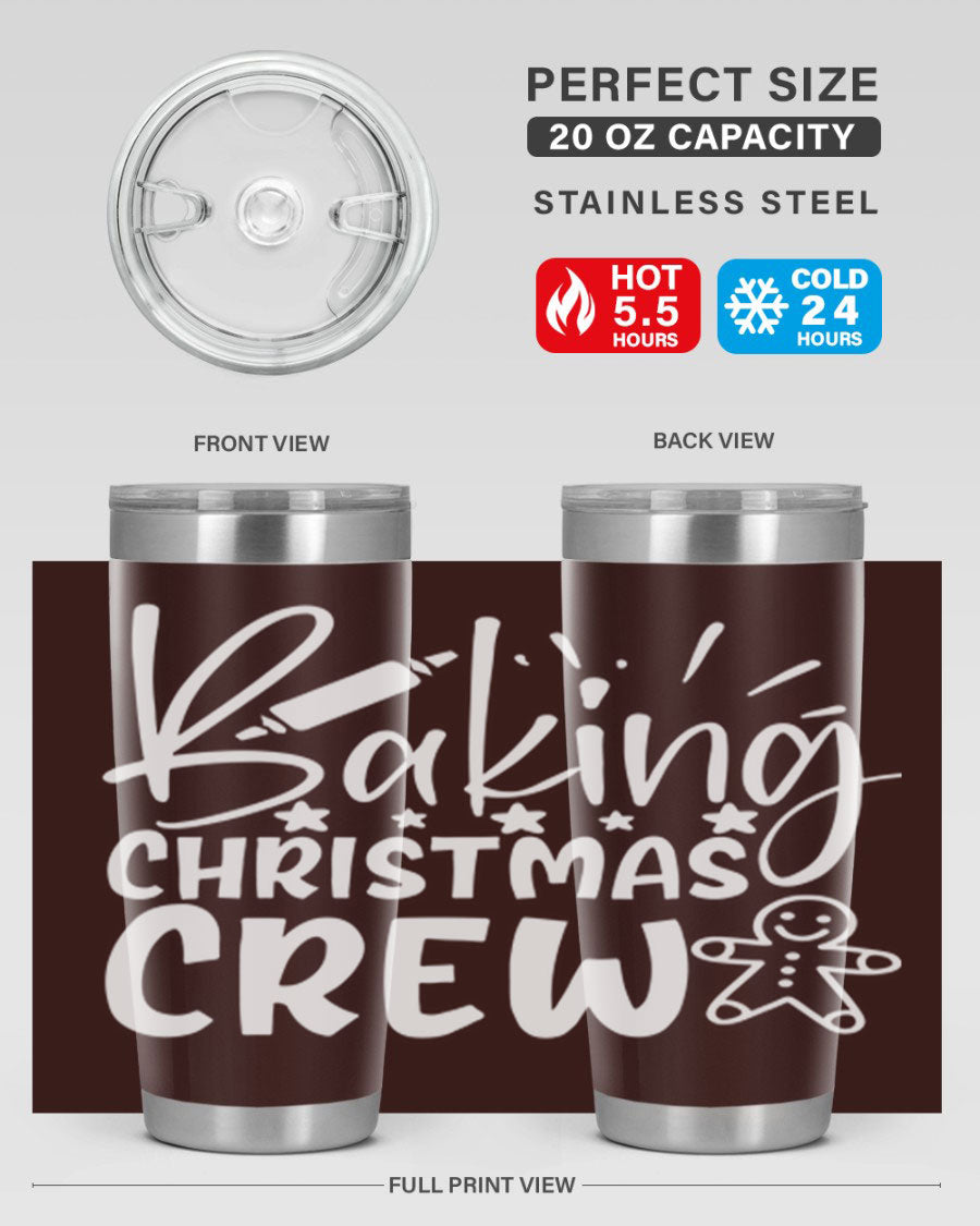 Baking Christmas Crew 56# Tumbler, 20oz, double wall vacuum stainless steel with festive design, perfect for holiday beverages.