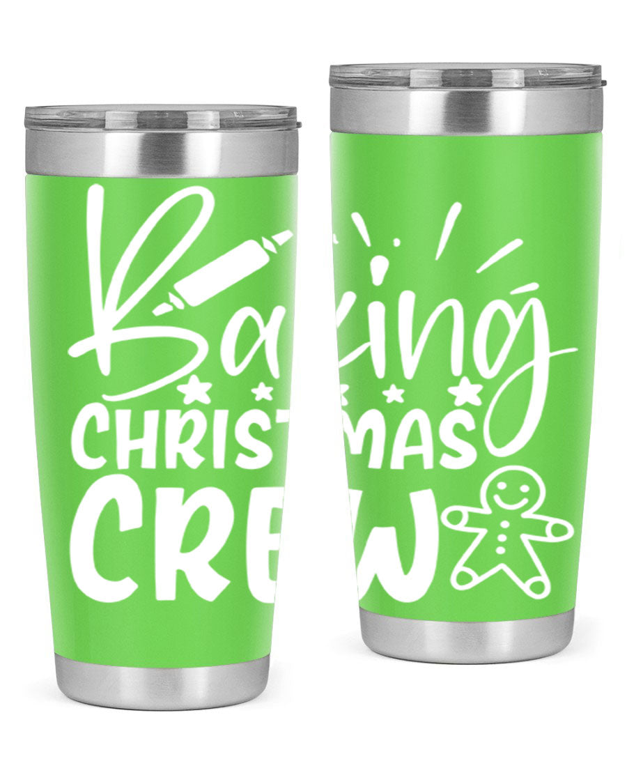 Baking Christmas Crew 56# Tumbler, 20oz, double wall vacuum stainless steel with festive design, perfect for holiday beverages.