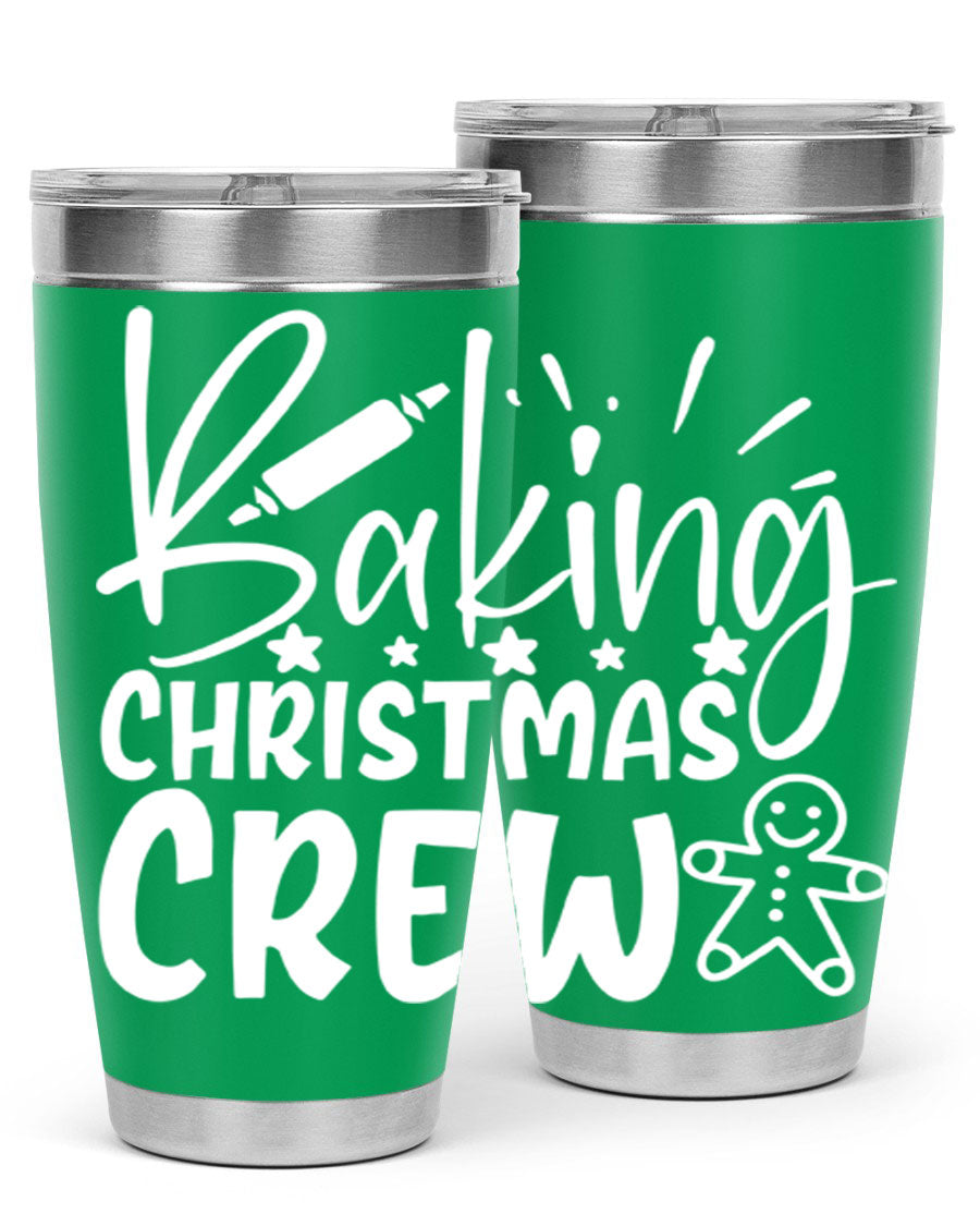Baking Christmas Crew 56# Tumbler, 20oz, double wall vacuum stainless steel with festive design, perfect for holiday beverages.