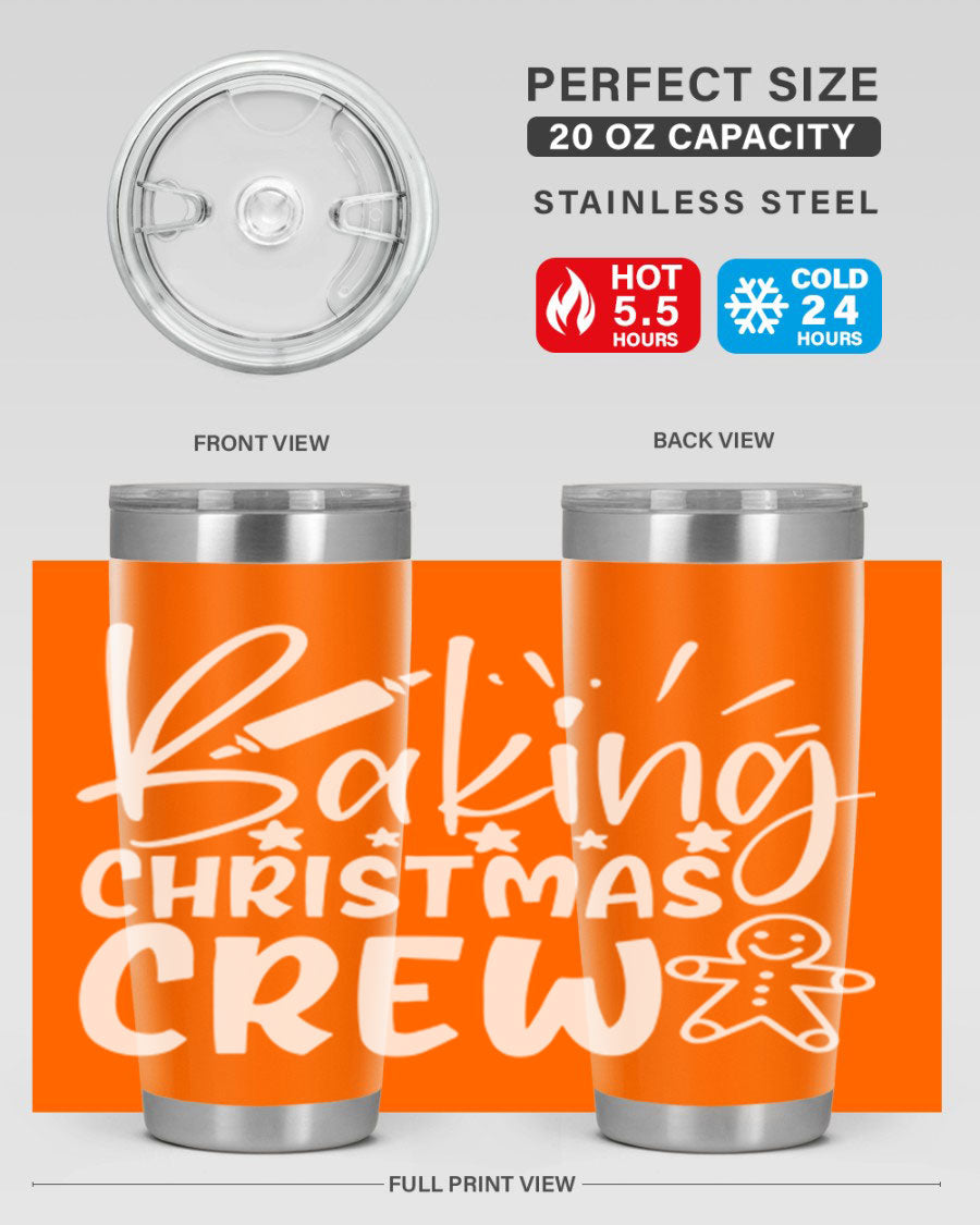 Baking Christmas Crew 56# Tumbler, 20oz, double wall vacuum stainless steel with festive design, perfect for holiday beverages.