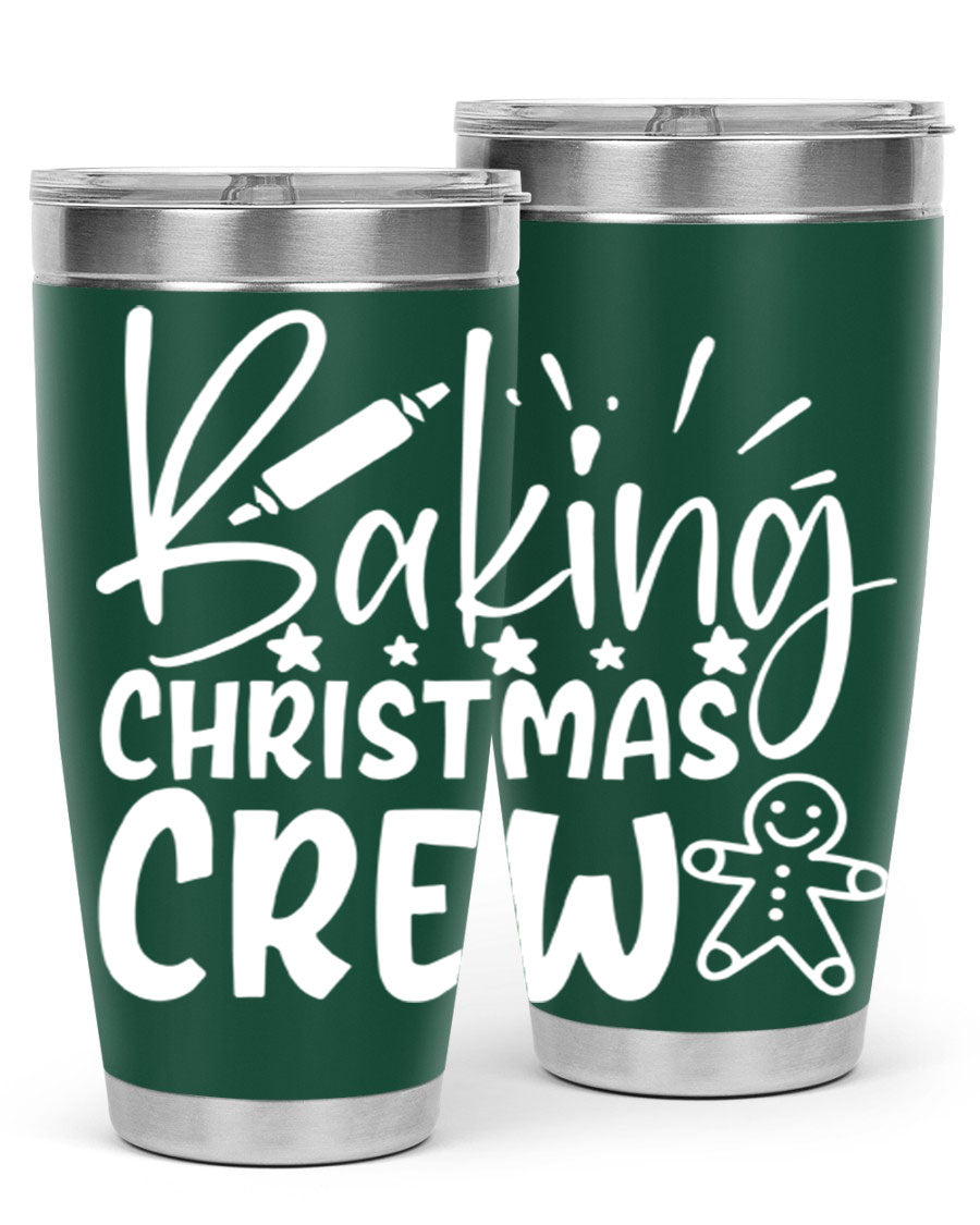 Baking Christmas Crew 56# Tumbler, 20oz, double wall vacuum stainless steel with festive design, perfect for holiday beverages.
