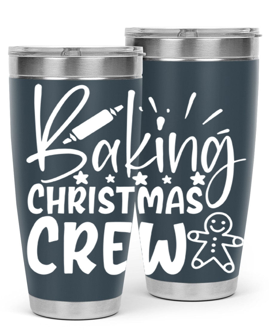 Baking Christmas Crew 56# Tumbler, 20oz, double wall vacuum stainless steel with festive design, perfect for holiday beverages.