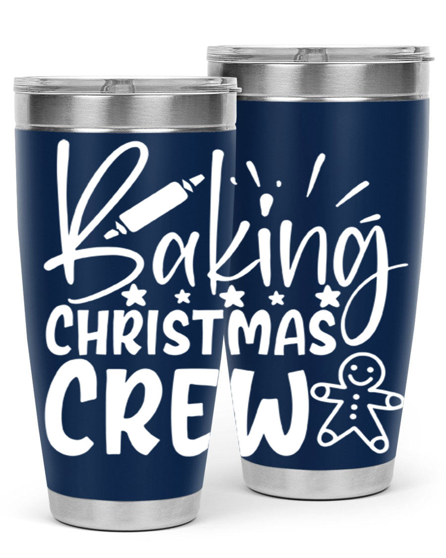 Baking Christmas Crew 56# Tumbler, 20oz, double wall vacuum stainless steel with festive design, perfect for holiday beverages.