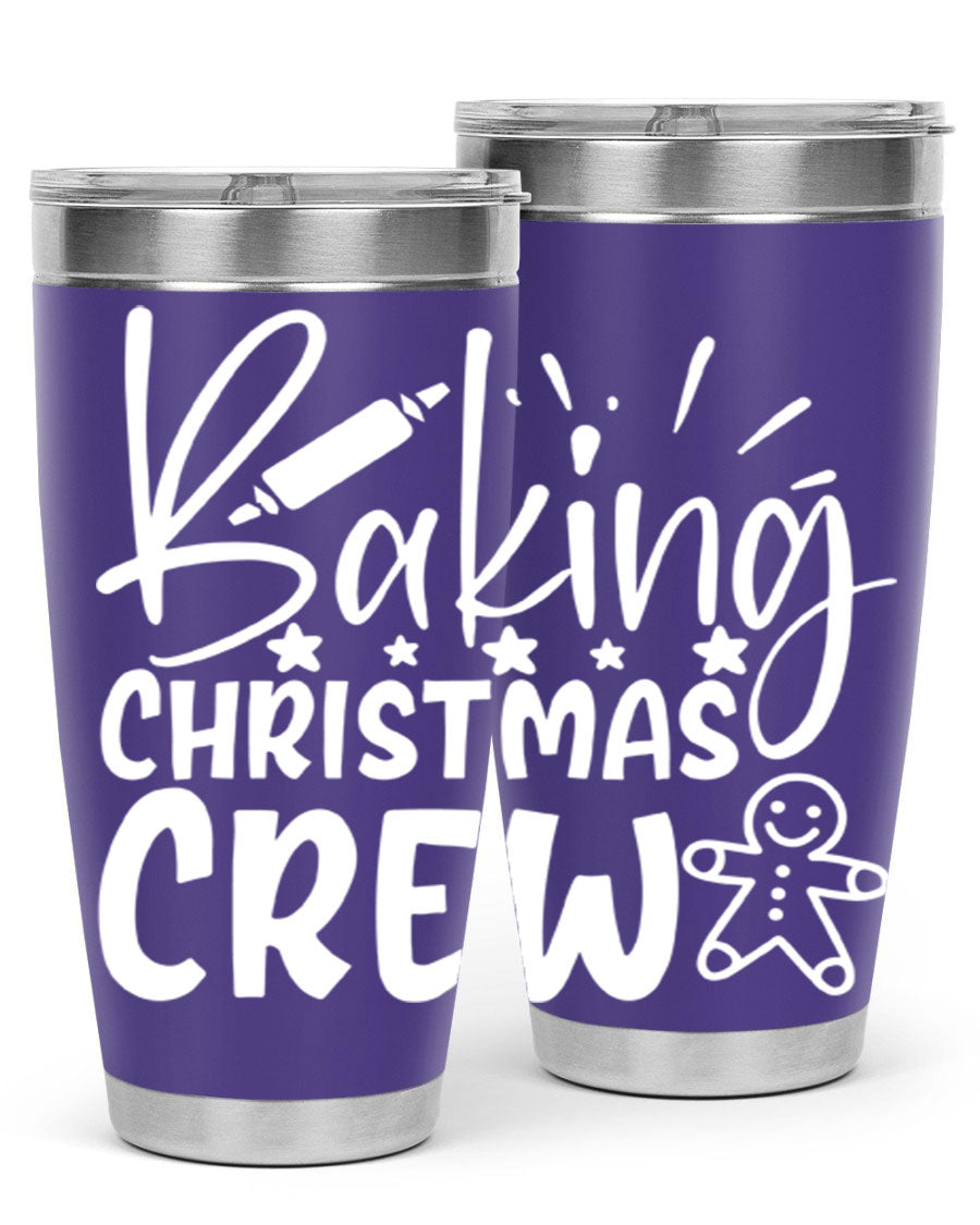 Baking Christmas Crew 56# Tumbler, 20oz, double wall vacuum stainless steel with festive design, perfect for holiday beverages.