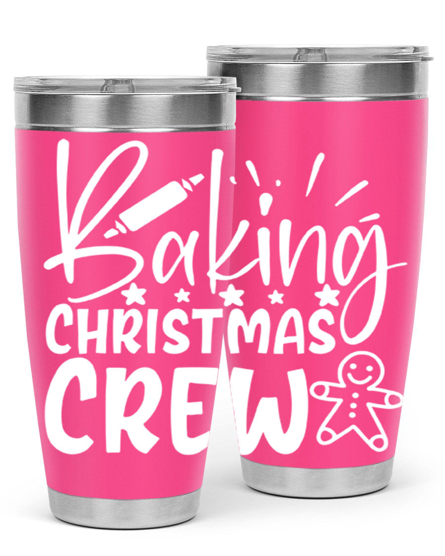 Baking Christmas Crew 56# Tumbler, 20oz, double wall vacuum stainless steel with festive design, perfect for holiday beverages.