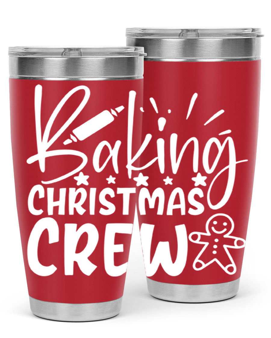 Baking Christmas Crew 56# Tumbler, 20oz, double wall vacuum stainless steel with festive design, perfect for holiday beverages.