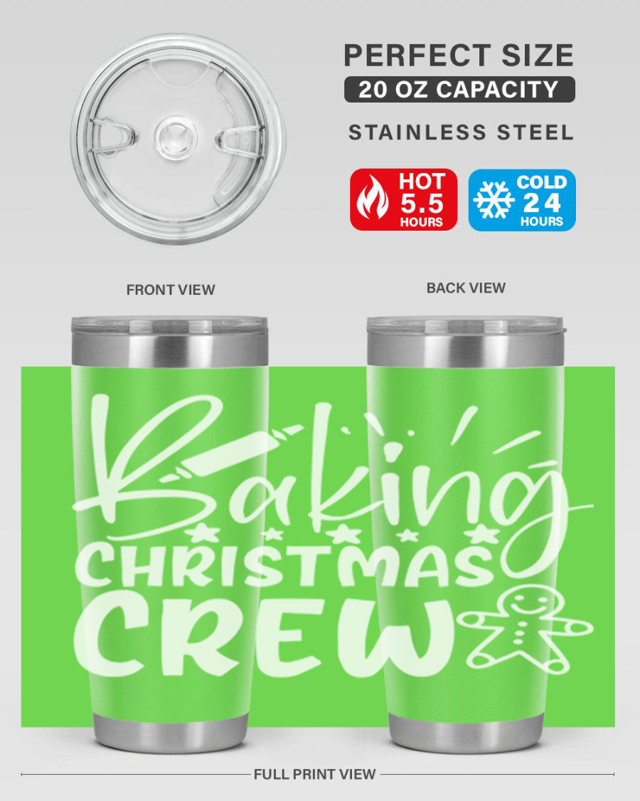 Baking Christmas Crew 56# Tumbler, 20oz, double wall vacuum stainless steel with festive design, perfect for holiday beverages.