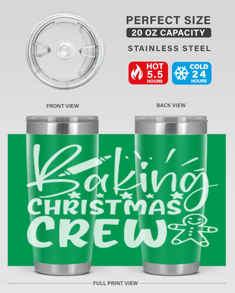 Baking Christmas Crew 56# Tumbler, 20oz, double wall vacuum stainless steel with festive design, perfect for holiday beverages.
