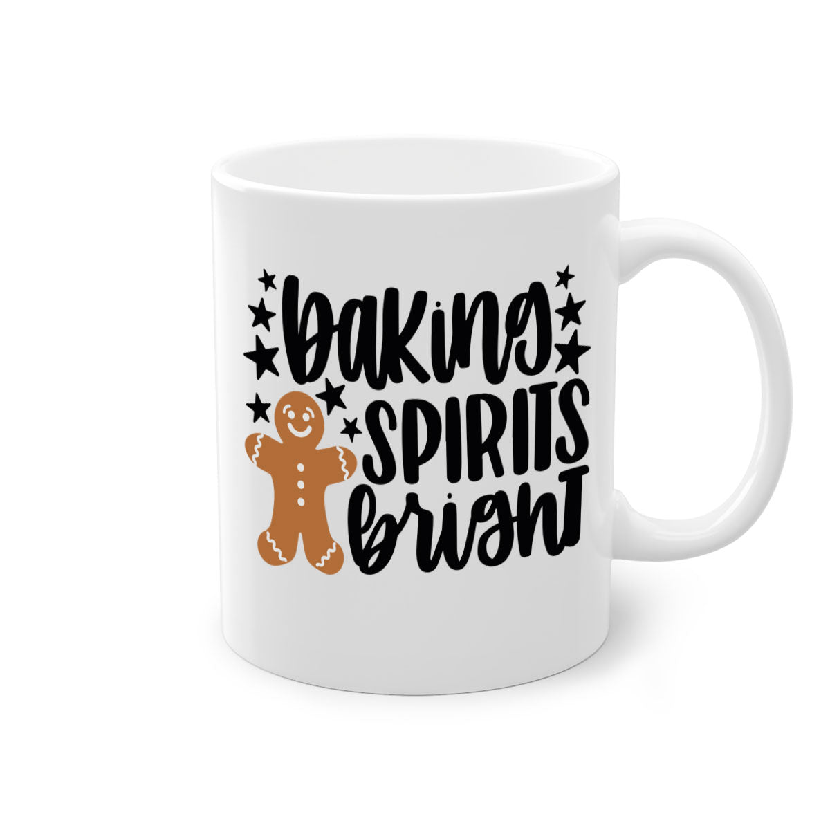 Baking Spirits Bright Christmas Mug with colorful handle and glossy finish, available in multiple colors and sizes.