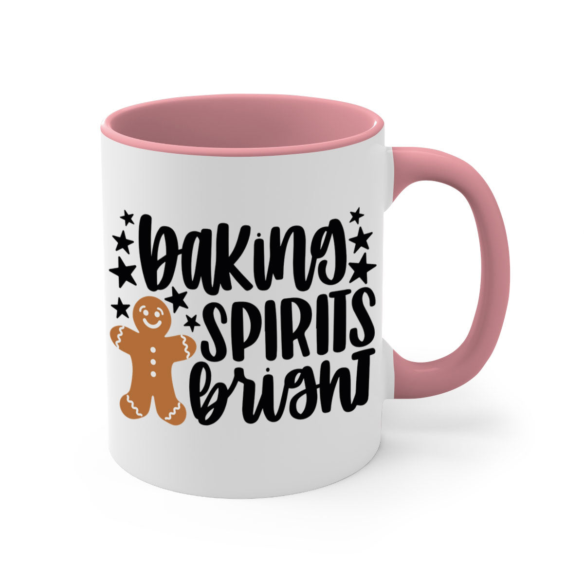 Baking Spirits Bright Christmas Mug with colorful handle and glossy finish, available in multiple colors and sizes.