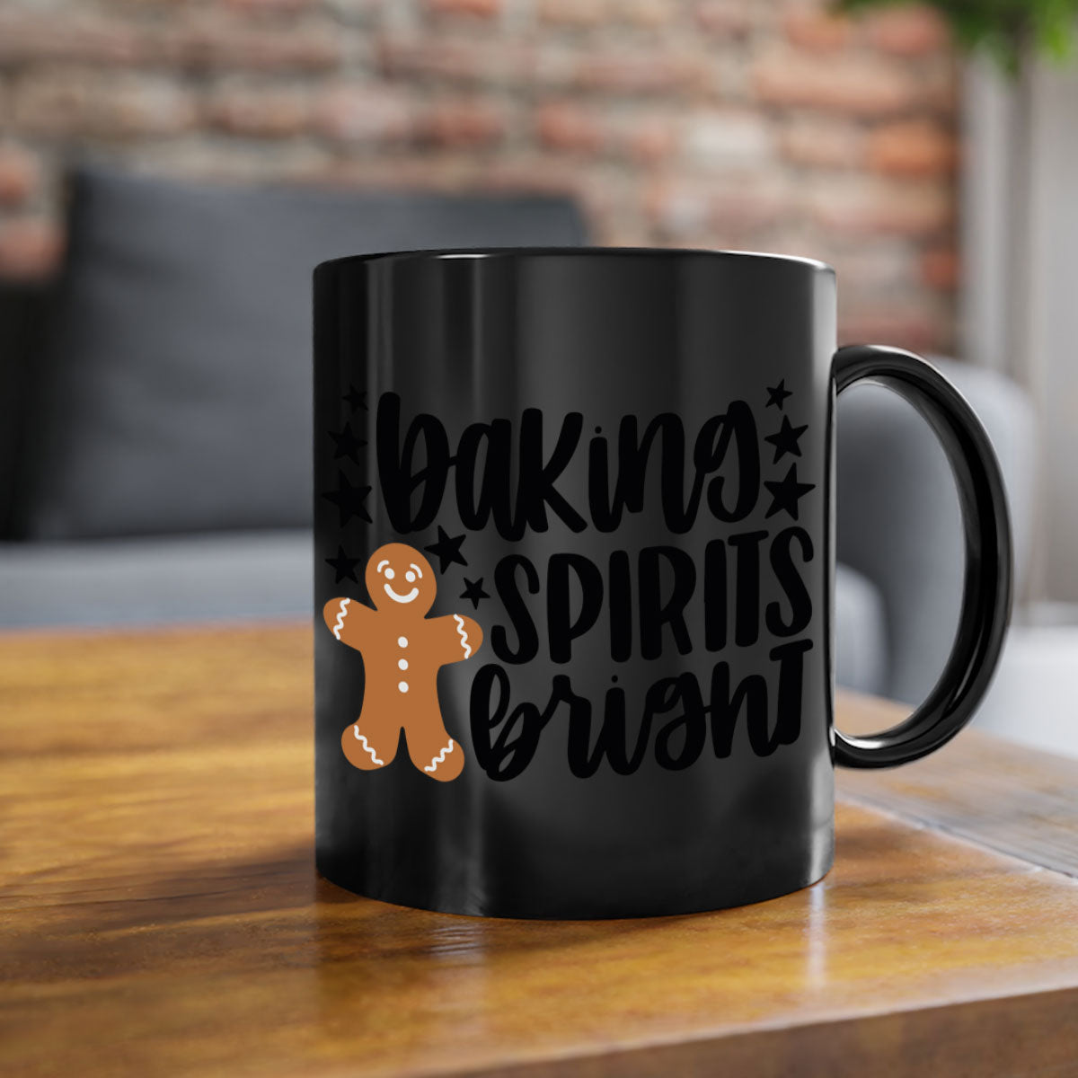 Baking Spirits Bright Christmas Mug with colorful handle and glossy finish, available in multiple colors and sizes.