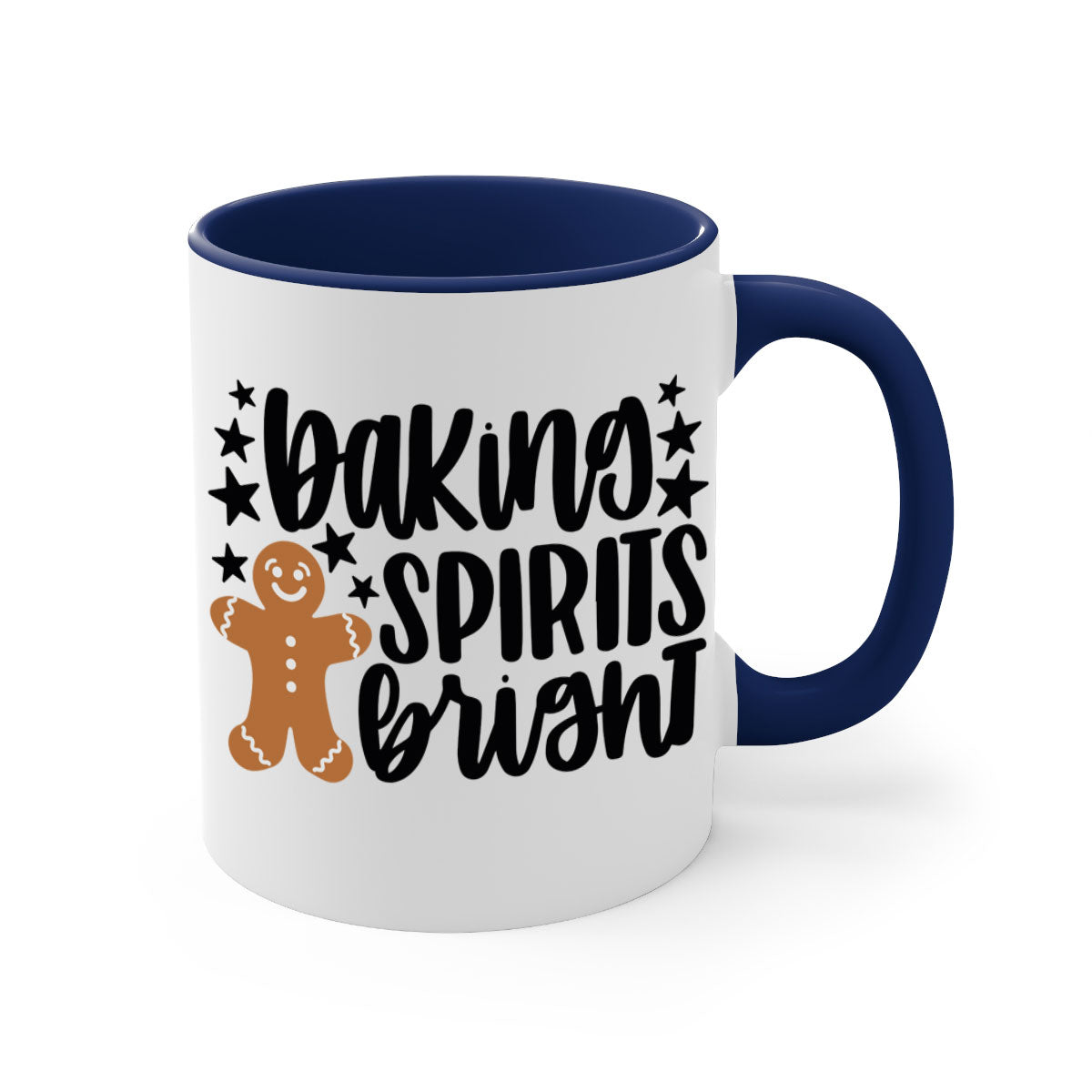 Baking Spirits Bright Christmas Mug with colorful handle and glossy finish, available in multiple colors and sizes.