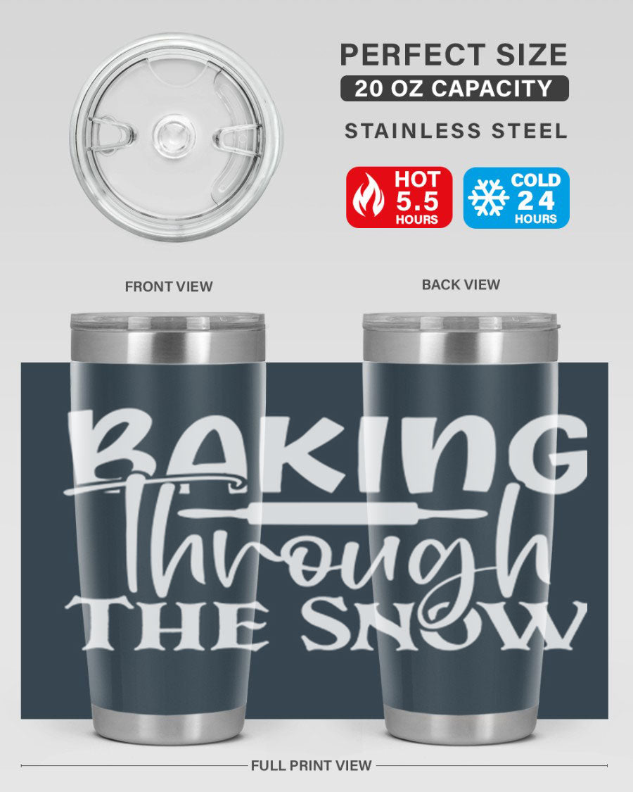 Baking Through the Snow 52# Tumbler, a stylish double wall vacuum stainless steel tumbler with a copper lining, perfect for hot and cold beverages.