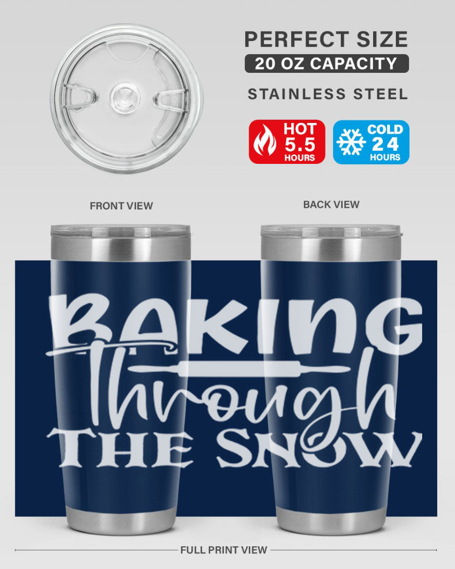 Baking Through the Snow 52# Tumbler, a stylish double wall vacuum stainless steel tumbler with a copper lining, perfect for hot and cold beverages.