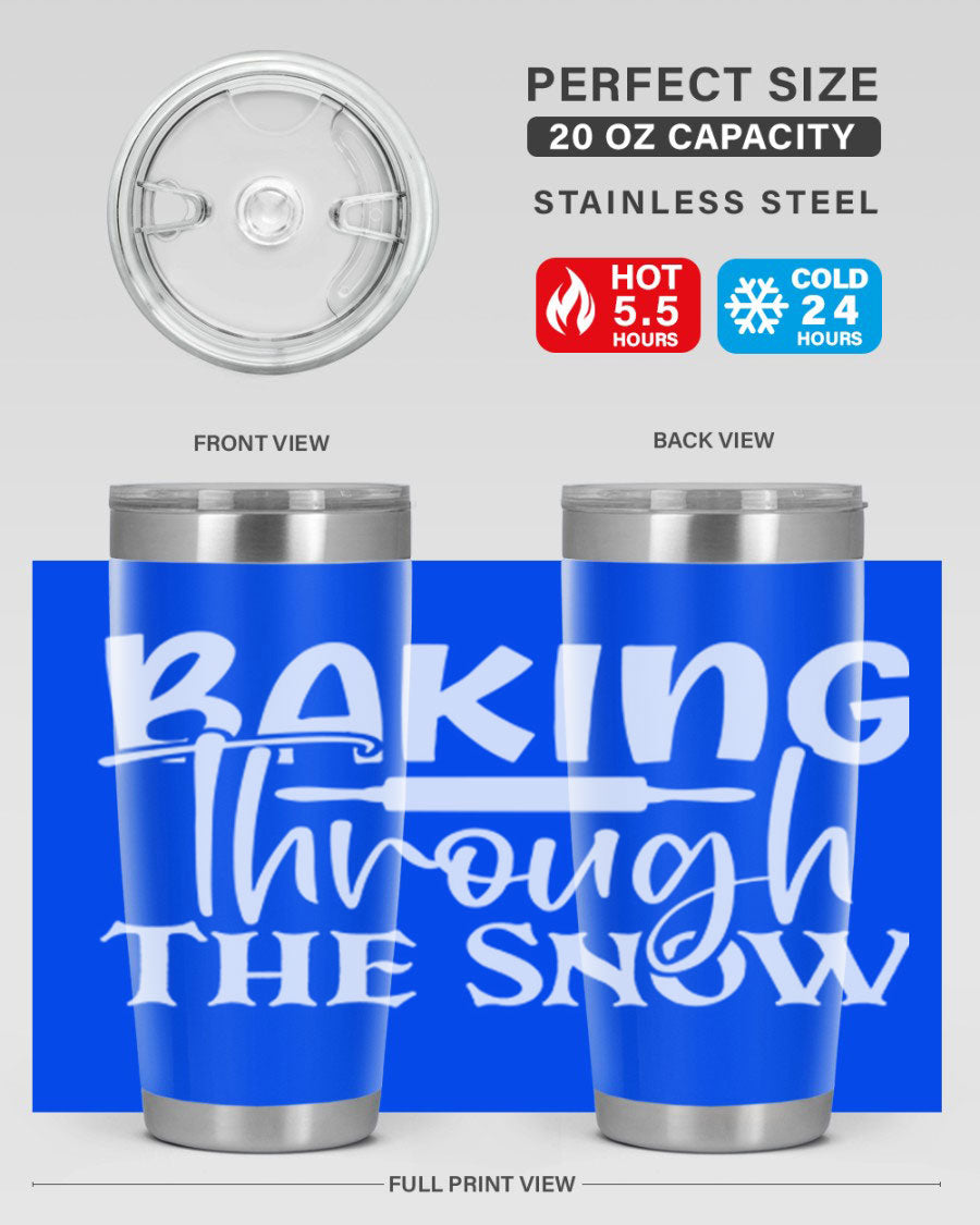 Baking Through the Snow 52# Tumbler, a stylish double wall vacuum stainless steel tumbler with a copper lining, perfect for hot and cold beverages.