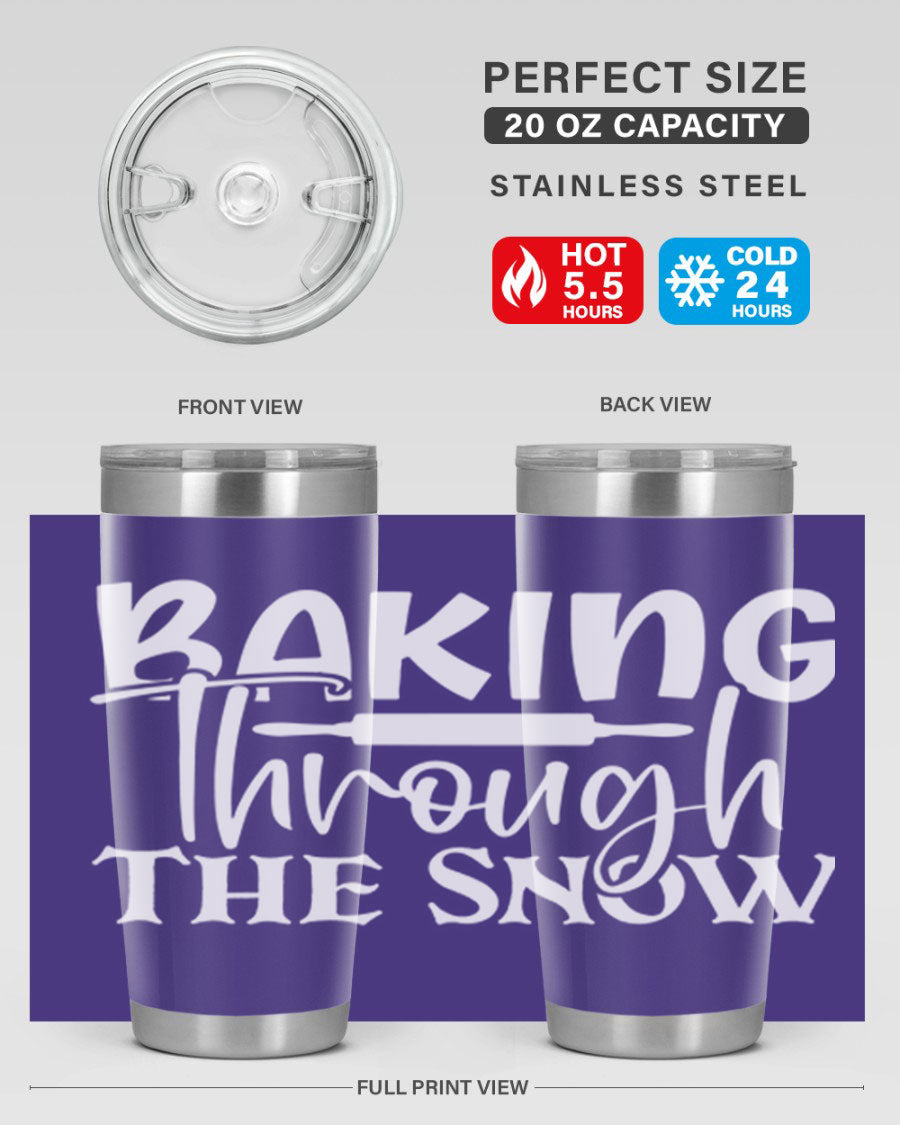Baking Through the Snow 52# Tumbler, a stylish double wall vacuum stainless steel tumbler with a copper lining, perfect for hot and cold beverages.