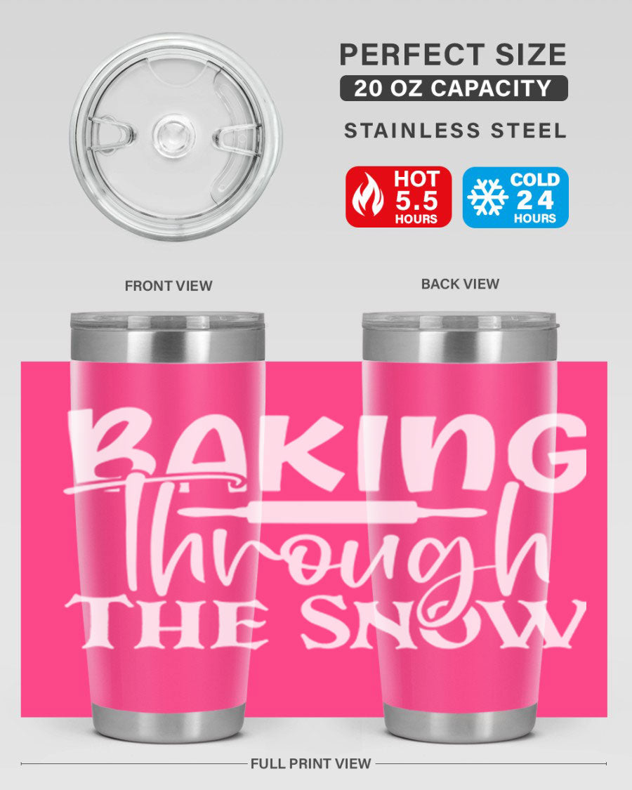 Baking Through the Snow 52# Tumbler, a stylish double wall vacuum stainless steel tumbler with a copper lining, perfect for hot and cold beverages.