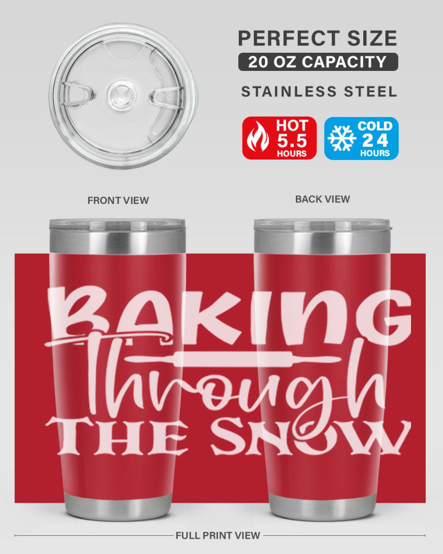 Baking Through the Snow 52# Tumbler, a stylish double wall vacuum stainless steel tumbler with a copper lining, perfect for hot and cold beverages.