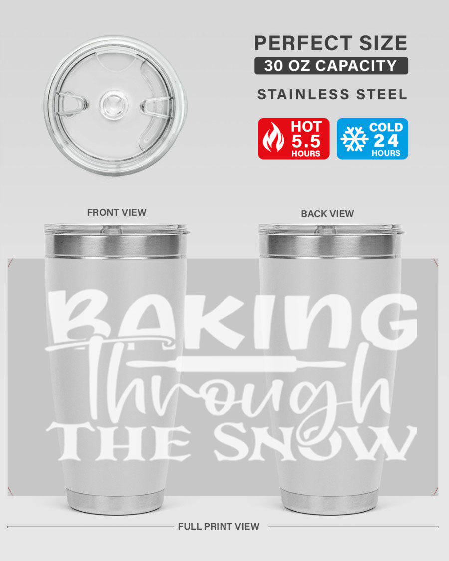 Baking Through the Snow 52# Tumbler, a stylish double wall vacuum stainless steel tumbler with a copper lining, perfect for hot and cold beverages.