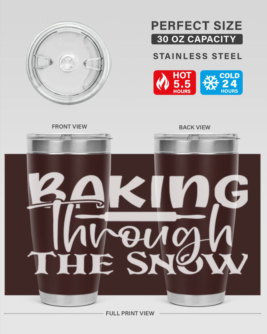 Baking Through the Snow 52# Tumbler, a stylish double wall vacuum stainless steel tumbler with a copper lining, perfect for hot and cold beverages.