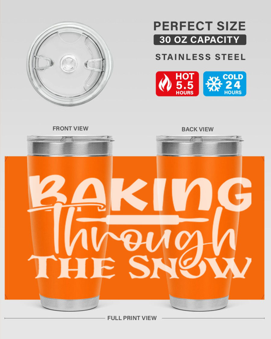 Baking Through the Snow 52# Tumbler, a stylish double wall vacuum stainless steel tumbler with a copper lining, perfect for hot and cold beverages.