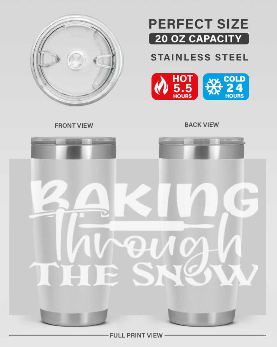 Baking Through the Snow 52# Tumbler, a stylish double wall vacuum stainless steel tumbler with a copper lining, perfect for hot and cold beverages.