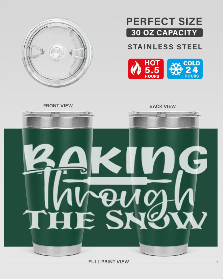 Baking Through the Snow 52# Tumbler, a stylish double wall vacuum stainless steel tumbler with a copper lining, perfect for hot and cold beverages.