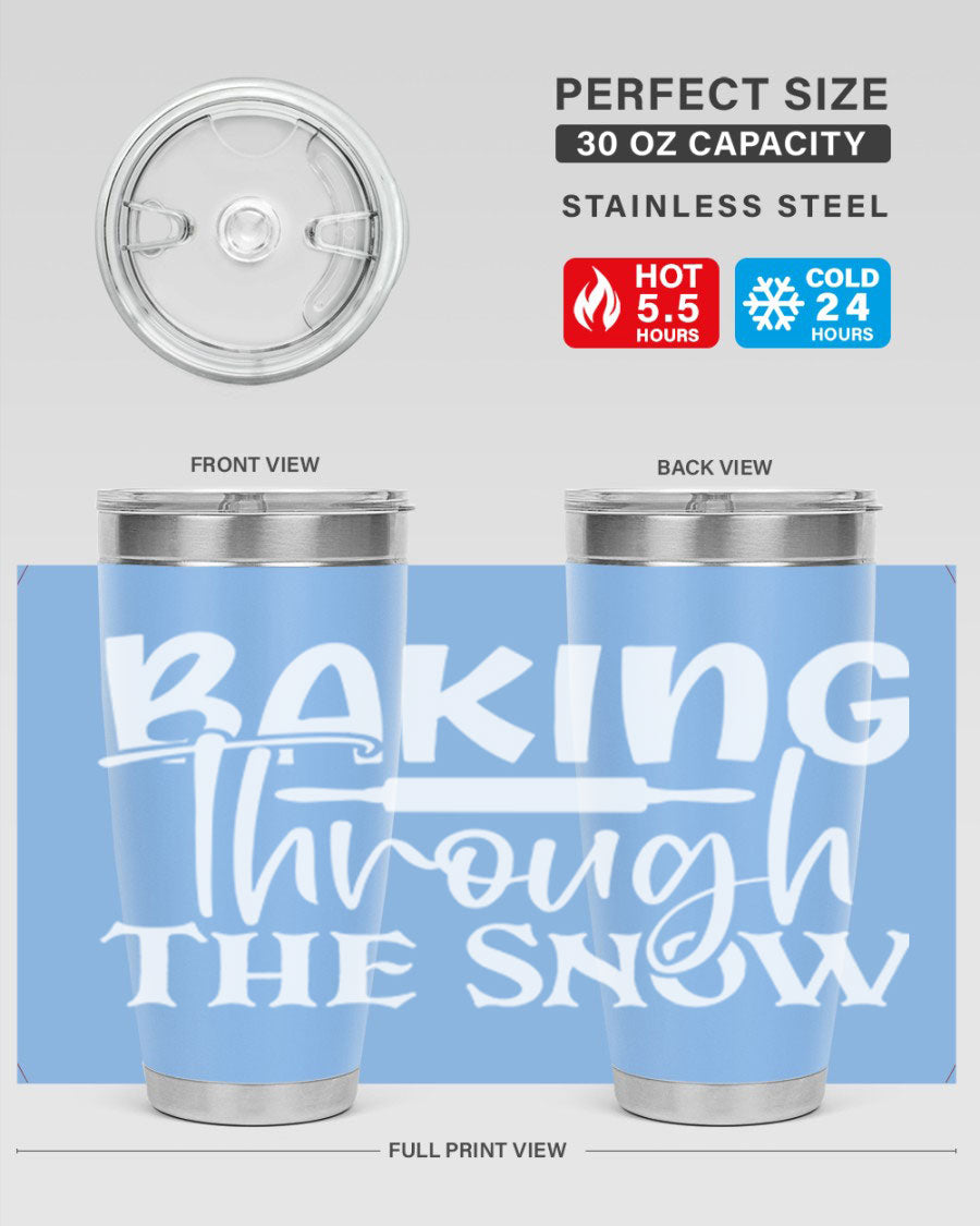 Baking Through the Snow 52# Tumbler, a stylish double wall vacuum stainless steel tumbler with a copper lining, perfect for hot and cold beverages.