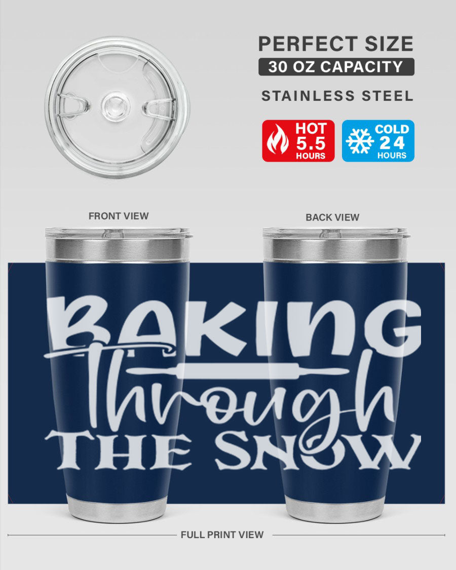 Baking Through the Snow 52# Tumbler, a stylish double wall vacuum stainless steel tumbler with a copper lining, perfect for hot and cold beverages.