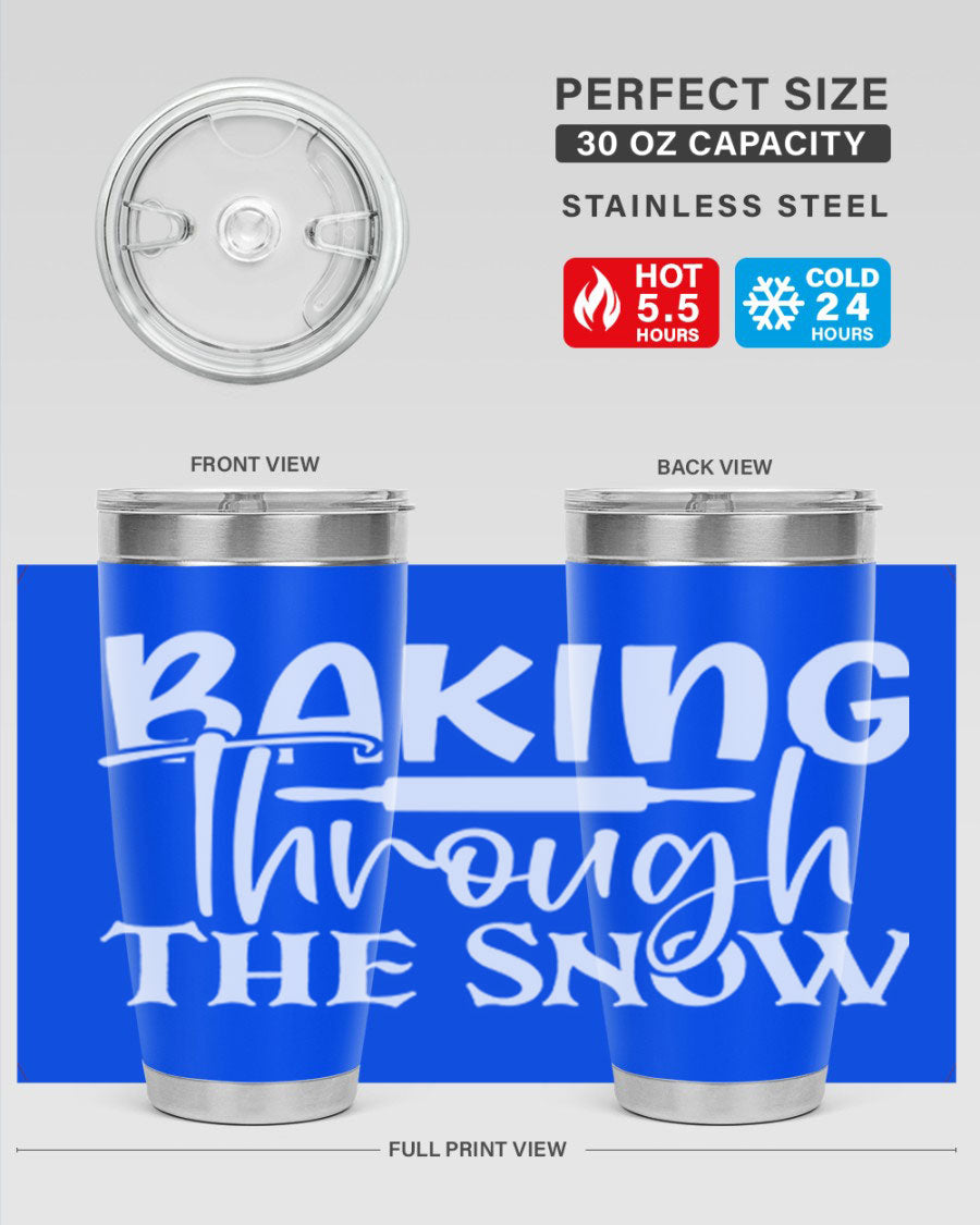 Baking Through the Snow 52# Tumbler, a stylish double wall vacuum stainless steel tumbler with a copper lining, perfect for hot and cold beverages.
