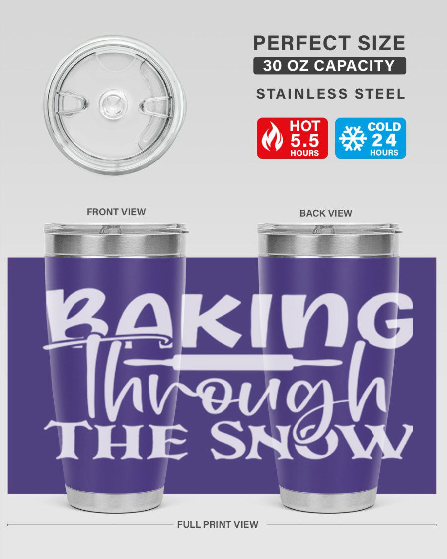 Baking Through the Snow 52# Tumbler, a stylish double wall vacuum stainless steel tumbler with a copper lining, perfect for hot and cold beverages.