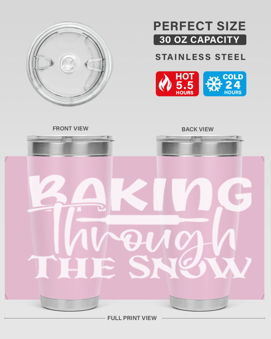 Baking Through the Snow 52# Tumbler, a stylish double wall vacuum stainless steel tumbler with a copper lining, perfect for hot and cold beverages.