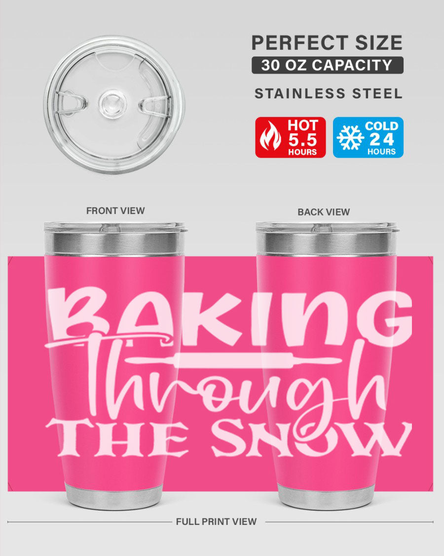 Baking Through the Snow 52# Tumbler, a stylish double wall vacuum stainless steel tumbler with a copper lining, perfect for hot and cold beverages.