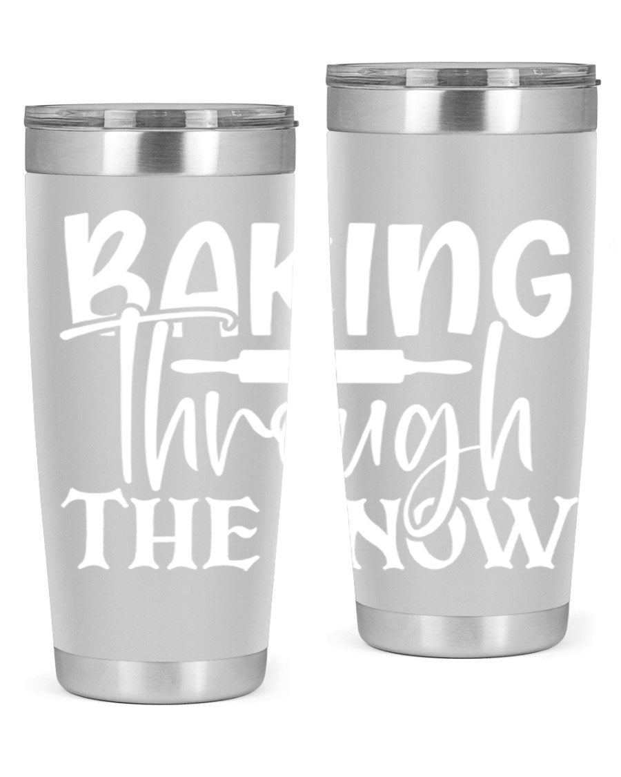 Baking Through the Snow 52# Tumbler, a stylish double wall vacuum stainless steel tumbler with a copper lining, perfect for hot and cold beverages.