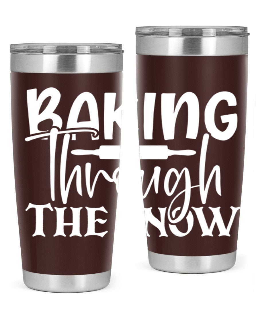 Baking Through the Snow 52# Tumbler, a stylish double wall vacuum stainless steel tumbler with a copper lining, perfect for hot and cold beverages.