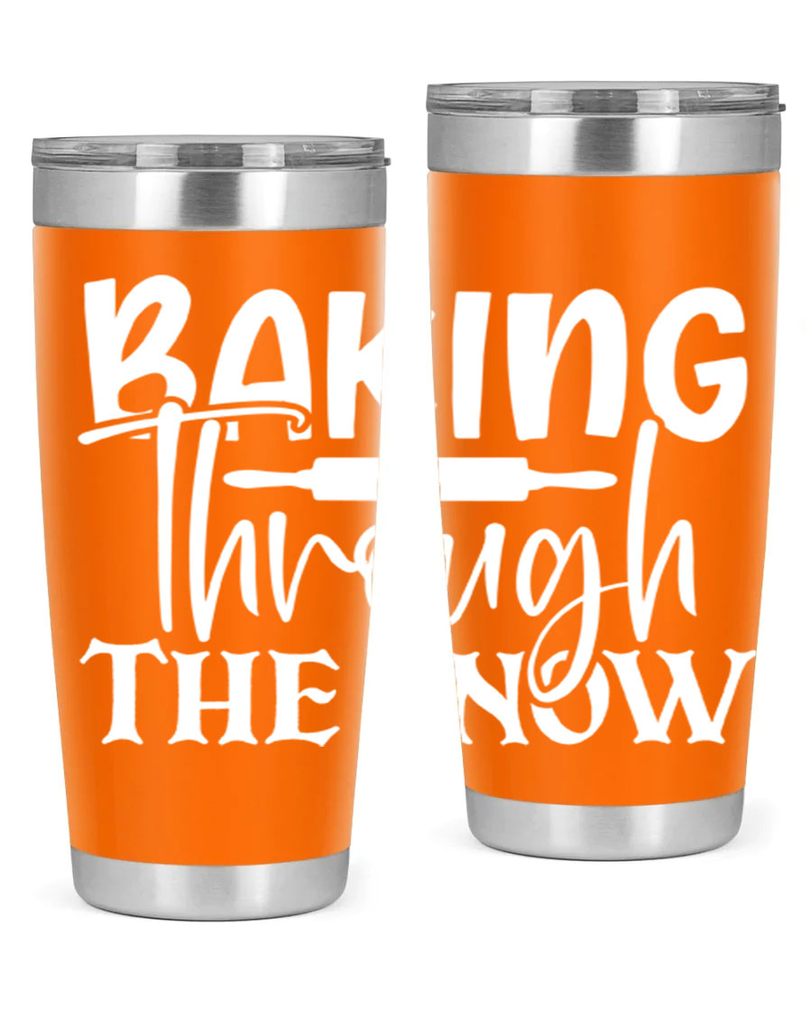 Baking Through the Snow 52# Tumbler, a stylish double wall vacuum stainless steel tumbler with a copper lining, perfect for hot and cold beverages.
