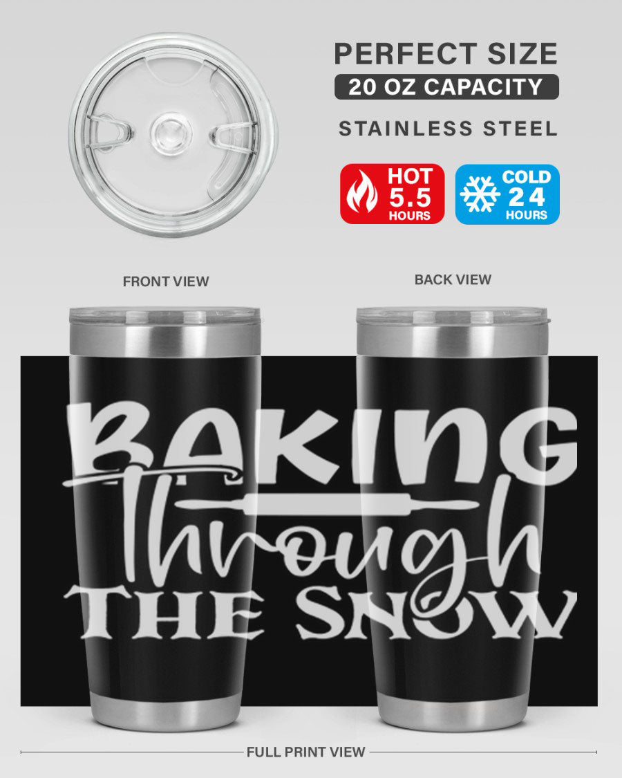 Baking Through the Snow 52# Tumbler, a stylish double wall vacuum stainless steel tumbler with a copper lining, perfect for hot and cold beverages.