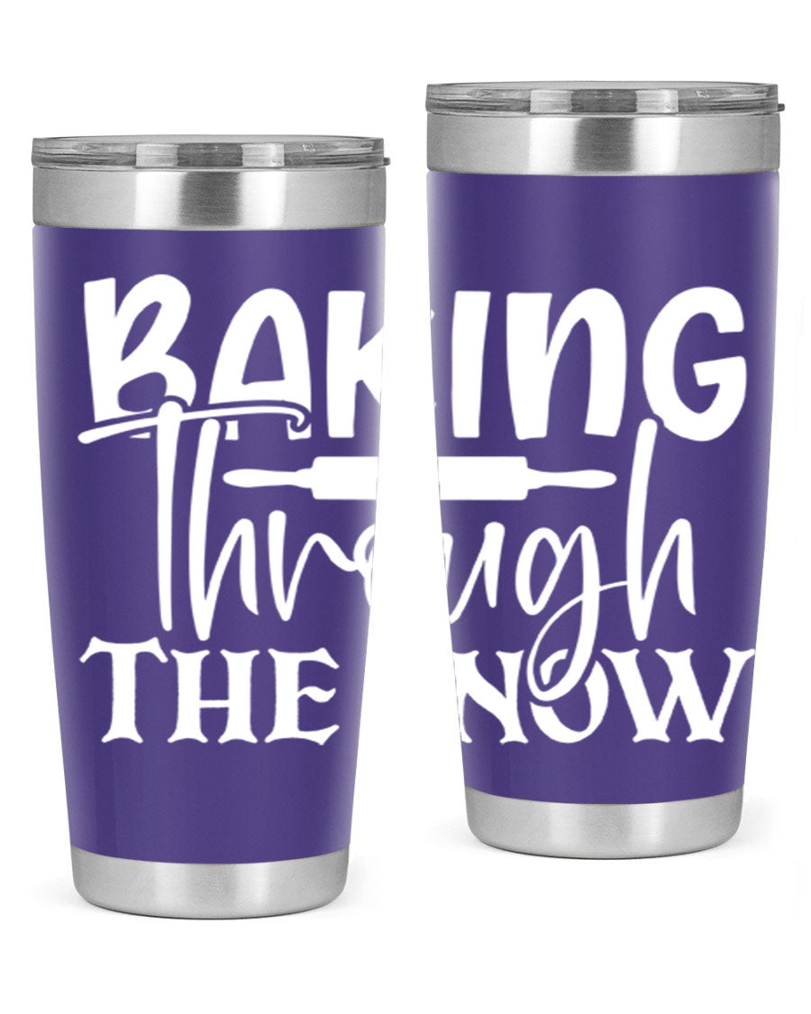 Baking Through the Snow 52# Tumbler, a stylish double wall vacuum stainless steel tumbler with a copper lining, perfect for hot and cold beverages.