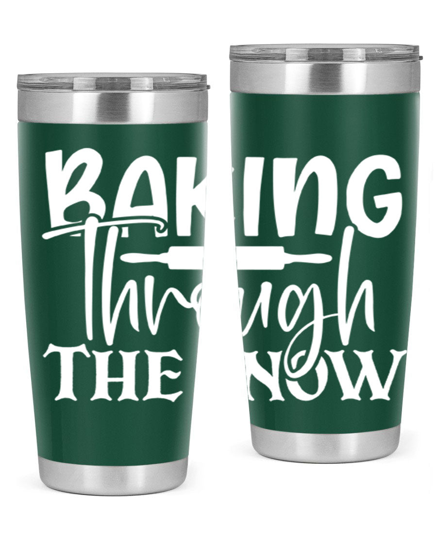 Baking Through the Snow 52# Tumbler, a stylish double wall vacuum stainless steel tumbler with a copper lining, perfect for hot and cold beverages.