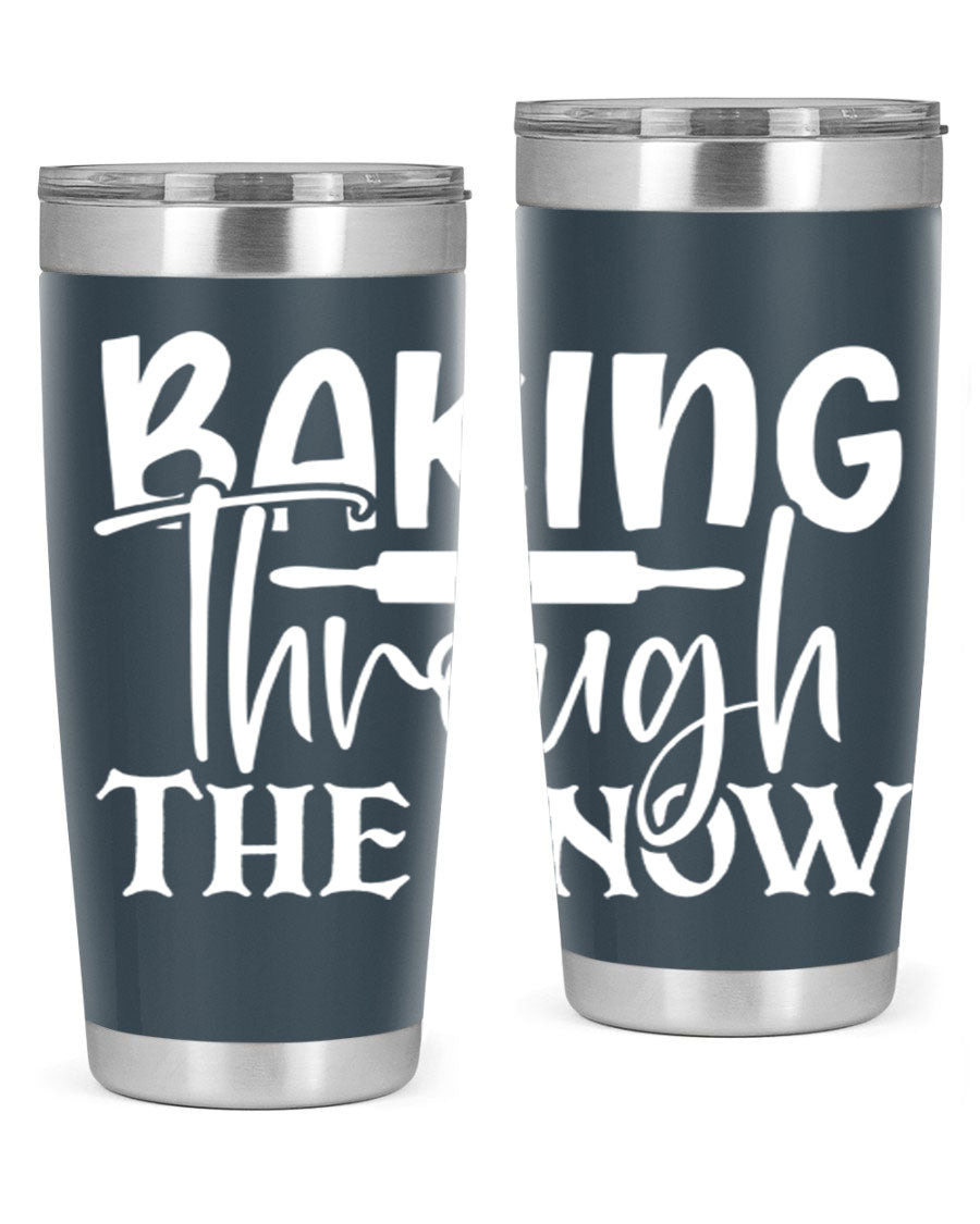 Baking Through the Snow 52# Tumbler, a stylish double wall vacuum stainless steel tumbler with a copper lining, perfect for hot and cold beverages.