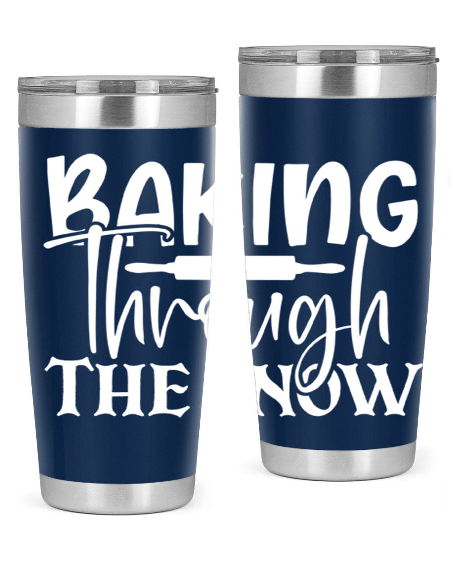 Baking Through the Snow 52# Tumbler, a stylish double wall vacuum stainless steel tumbler with a copper lining, perfect for hot and cold beverages.