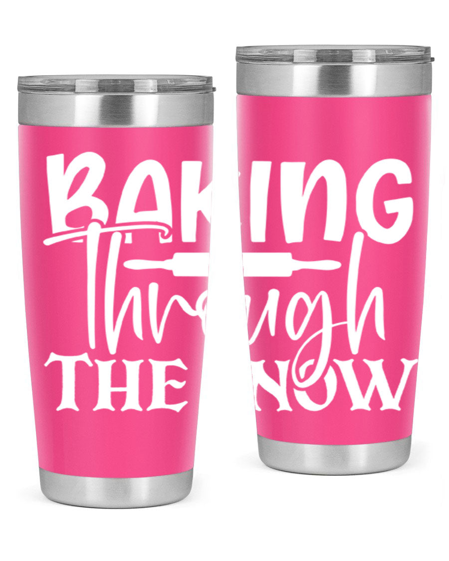Baking Through the Snow 52# Tumbler, a stylish double wall vacuum stainless steel tumbler with a copper lining, perfect for hot and cold beverages.
