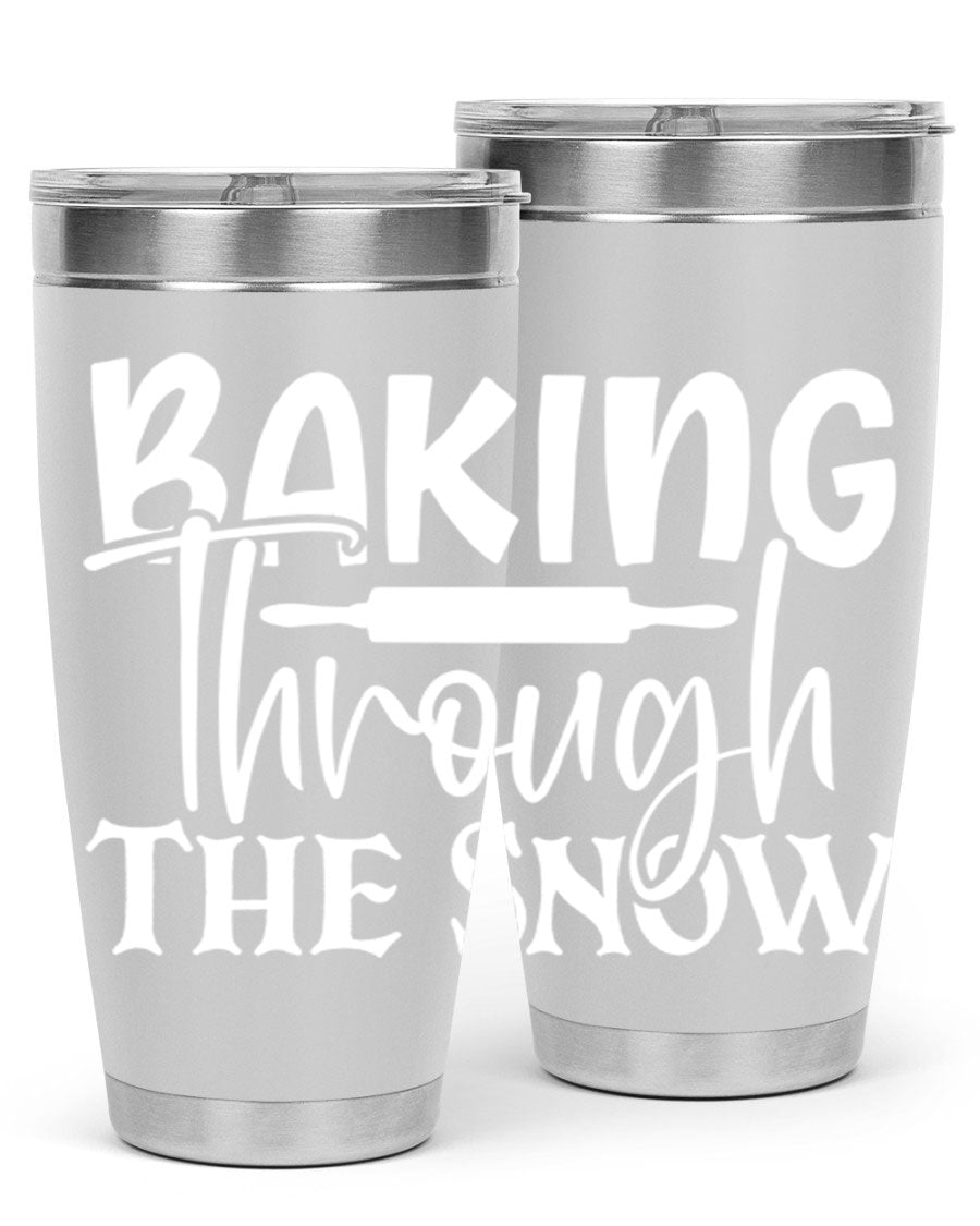 Baking Through the Snow 52# Tumbler, a stylish double wall vacuum stainless steel tumbler with a copper lining, perfect for hot and cold beverages.