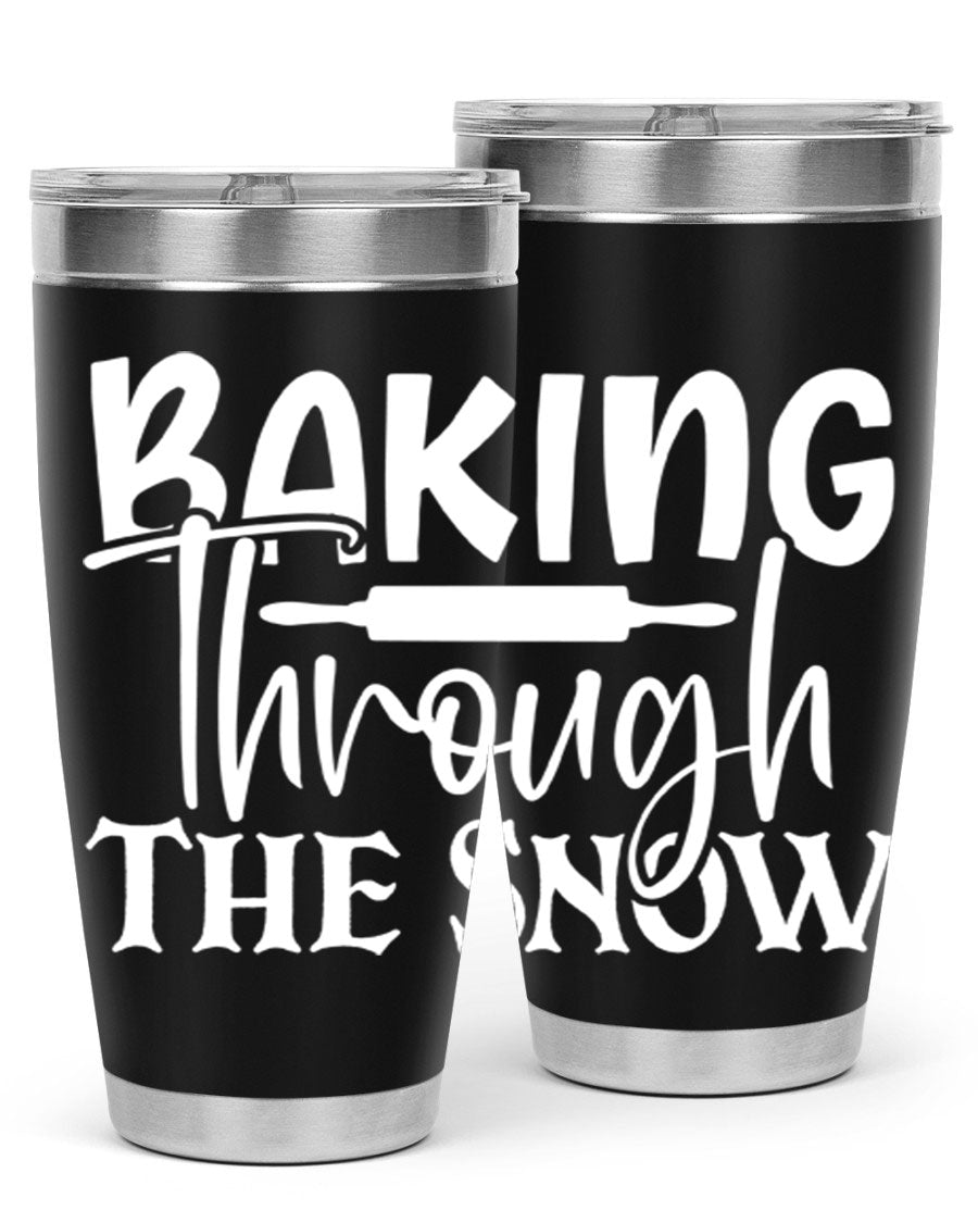 Baking Through the Snow 52# Tumbler, a stylish double wall vacuum stainless steel tumbler with a copper lining, perfect for hot and cold beverages.