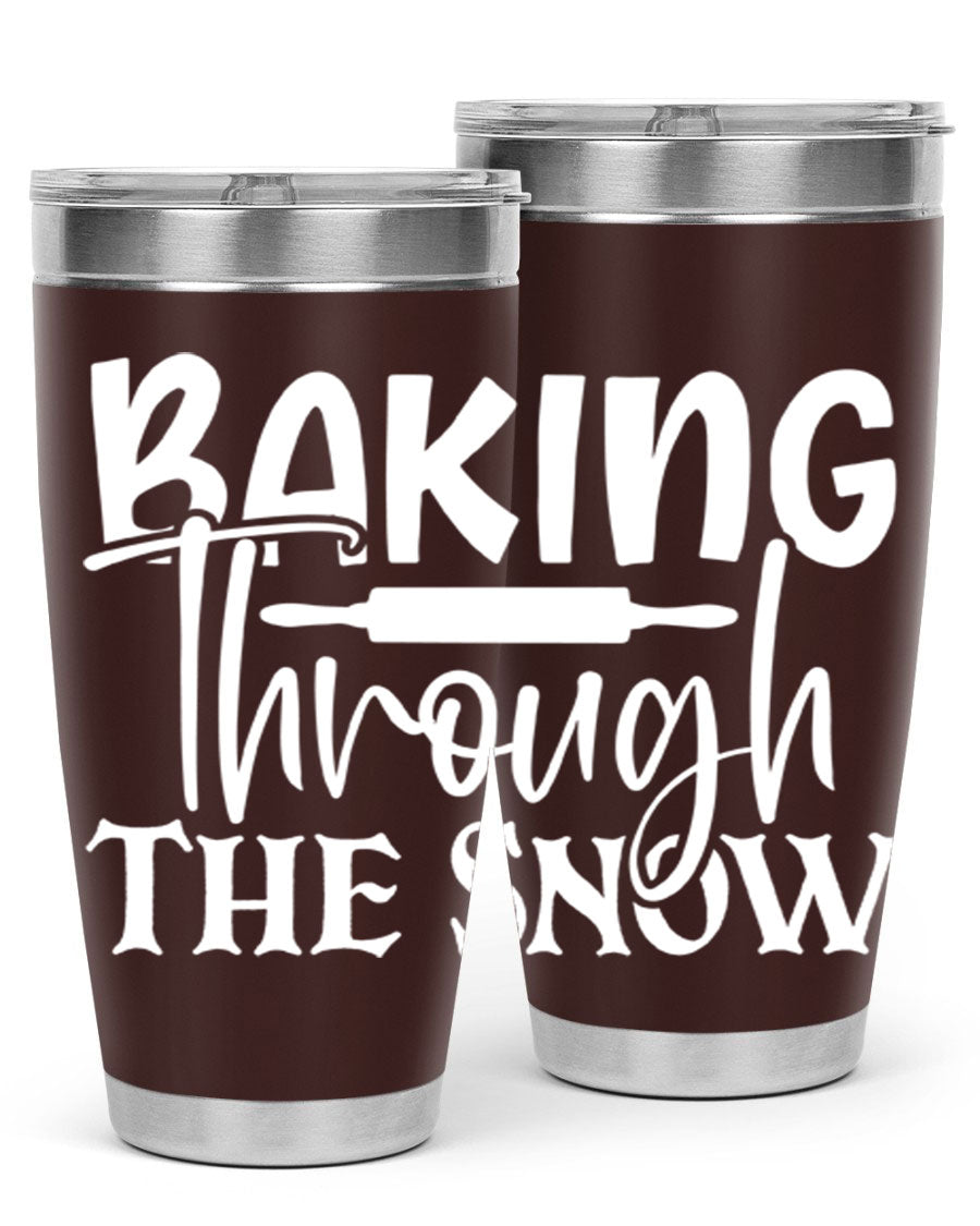 Baking Through the Snow 52# Tumbler, a stylish double wall vacuum stainless steel tumbler with a copper lining, perfect for hot and cold beverages.
